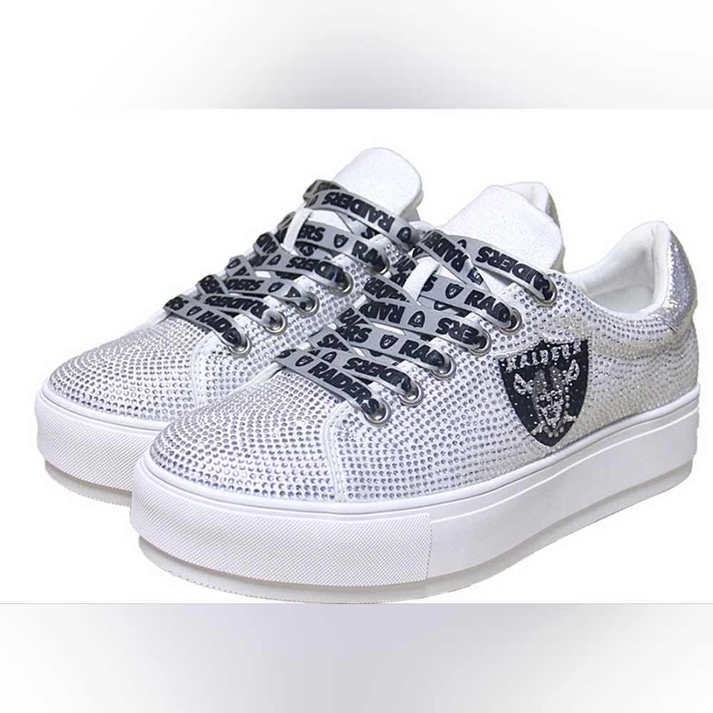Officially Licensed NFL Team Crystal Shoe Crystals Sneaker Las Vegas Raiders Siz